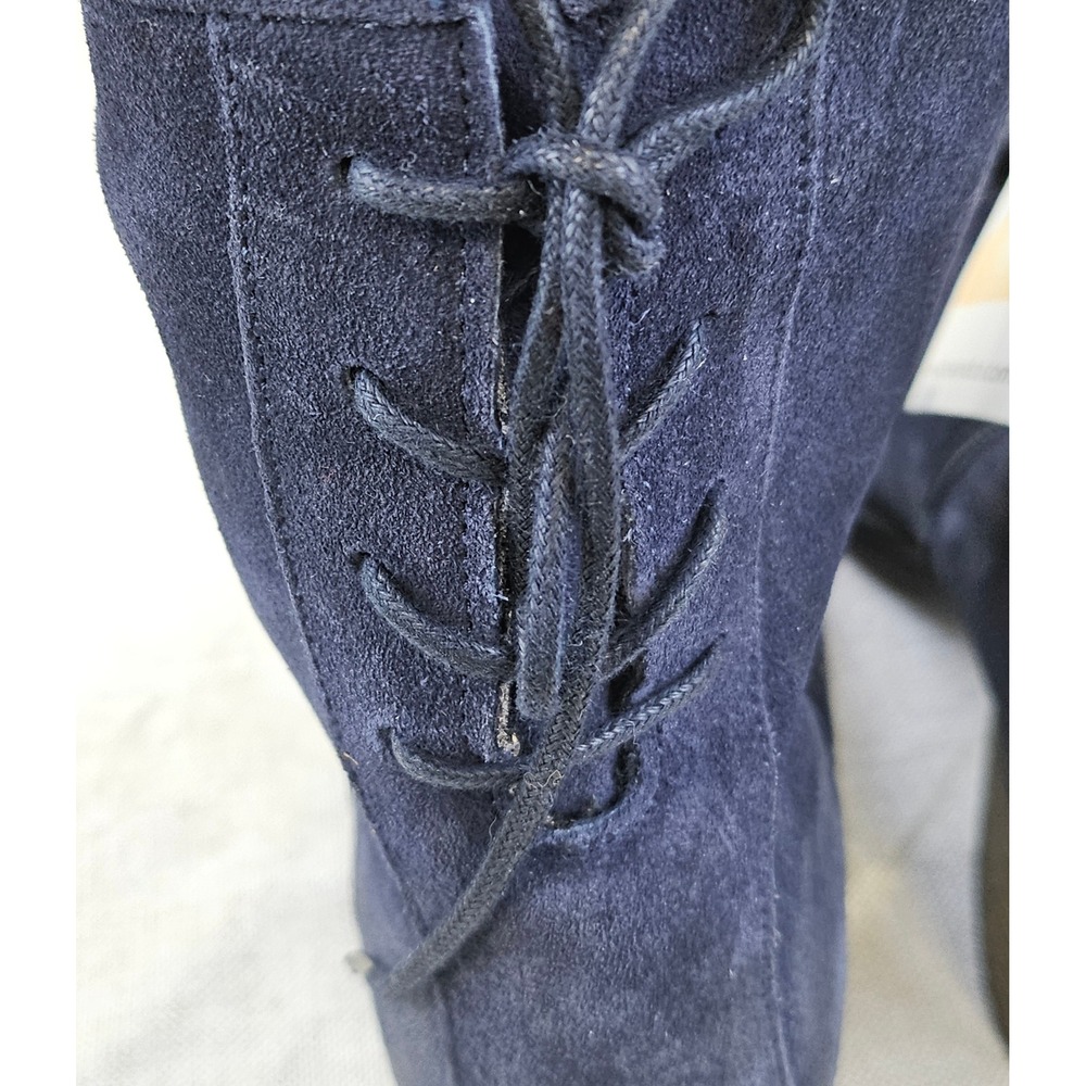 Bos & Co Barlow Deep Blue Suede Lace Up Ankle Boots Side Zip EU 42 US 11 New - Picture 8 of 16